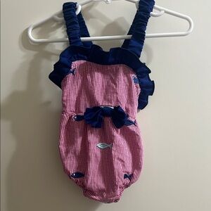 Red and Blue Gingham Baby Romper